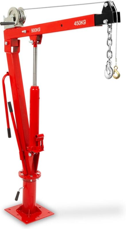 EBERTH Pickup Kran 900 kg mit Seilwinde 360° Drehkranz klappbar Bodenmontage Lasthaken Kette & 1750 mm Hubhöhe