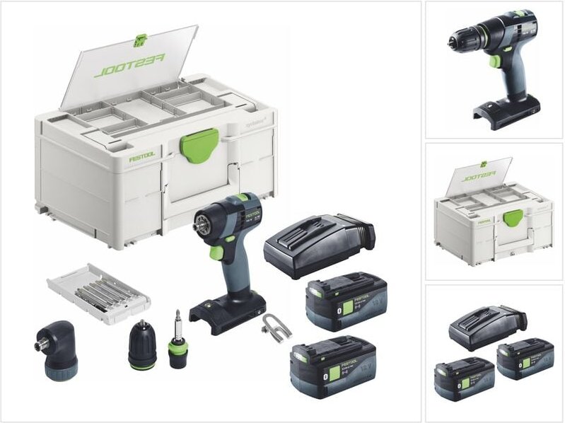 Festool TXS 18-Basic-Set Akku Bohrschrauber 18 V 40 Nm Brushless + 2x Akku 5,0 Ah + Ladegerät + Systainer