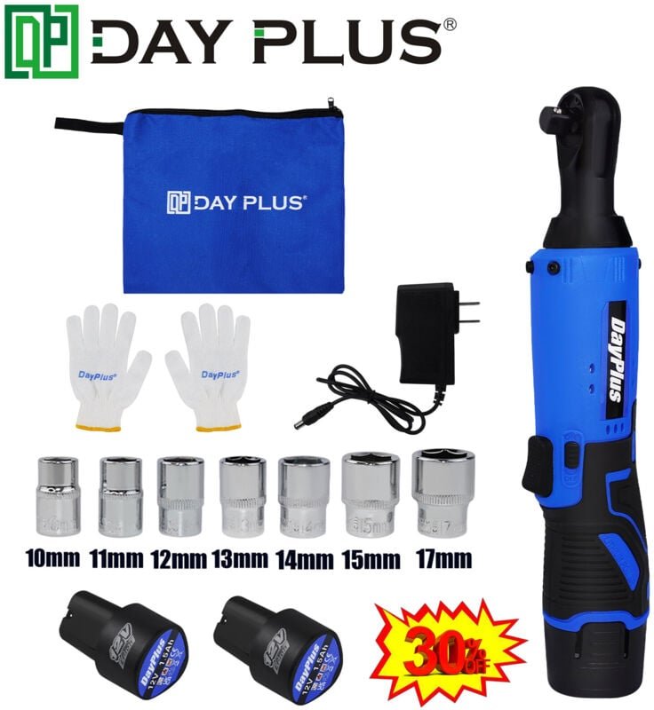 Elektrische Akku Ratsche 3/8' Rechteckiger Schraubenschlüssel Schlag Power Tool 2tlg Batterien