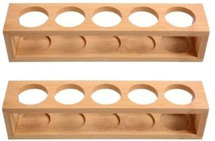 XVX - 2 contenitori per oli essenziali in bambù naturale per flaconi da 15 ml, 10 ml e 5 espositori da tavolo a 1 livell...