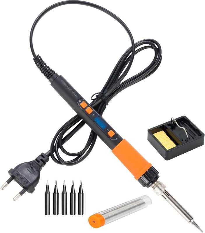 8-in-1 Lötkolben-Set mit Lötzinn, 90W Lötkolben Lötset mit LCD-Anzeige Verstellbare Temperatur(180-500℃) mit 5 Lötspitze...