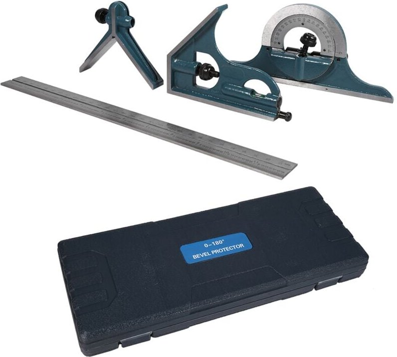 Kombinationswinkel-Set (180°), Kombinationswinkel, universeller rechtwinkliger Winkelmesser aus Edelstahl