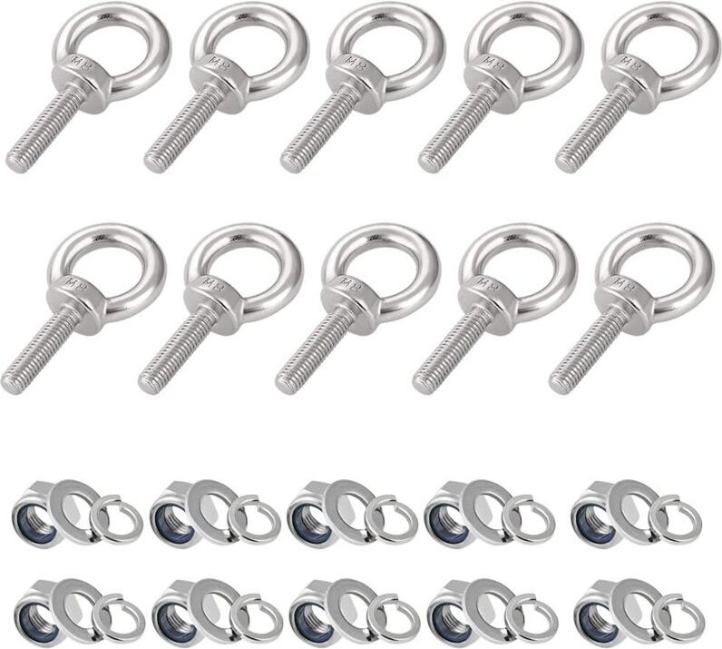 10 Stück, Ringschrauben mit Muttern, Ringschrauben aus Edelstahl, Ringschrauben für Maschinenschulterhebevorrichtungen, ...