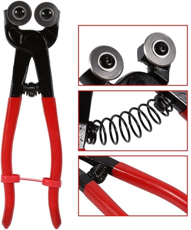 Manuelle Glasschneider-Zange (20,3 cm), Radzange, Mosaikschneider-Zange mit Rädern für Fliesen, Glas, Keramik, Mosaik