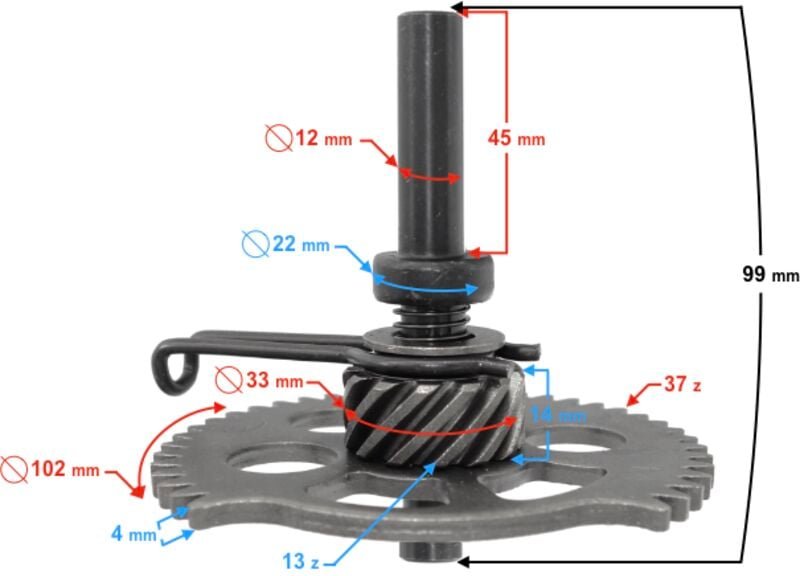 Kickstarter Bendix für 4T 125ccm Roller