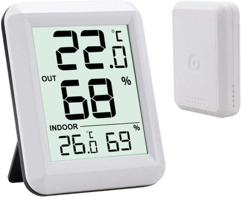 Kabelloses Thermometer und Hygrometer für den Innen- und Außenbereich, für Zuhause und Babyzimmer, zum Aufhängen oder Au...