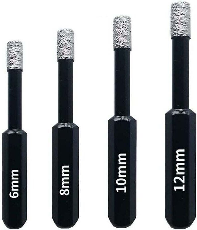 4-teiliges Diamantbohrer-Set, 6 mm, 8 mm, 10 mm, 12 mm