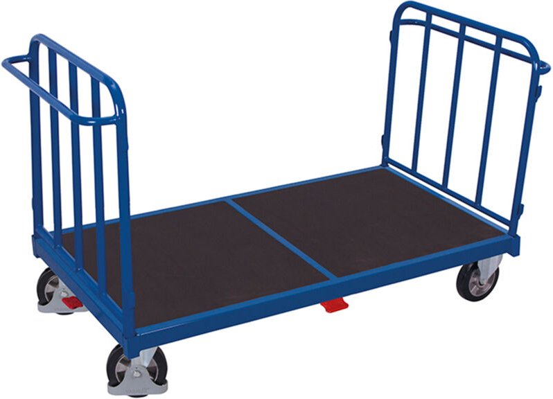 VARIOfit Doppel-Stirnwandwagen mit senkrechten Streben Elastikvollgummibereifung 1200kg Tragkraft 1305x880mm Anthrazitgr...