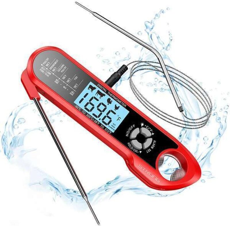 Küchenthermometer, mit Doppelsonde und langem Draht, LCD-Kochthermometer mit sofortiger Anzeige, zum Kochen in der Küche...