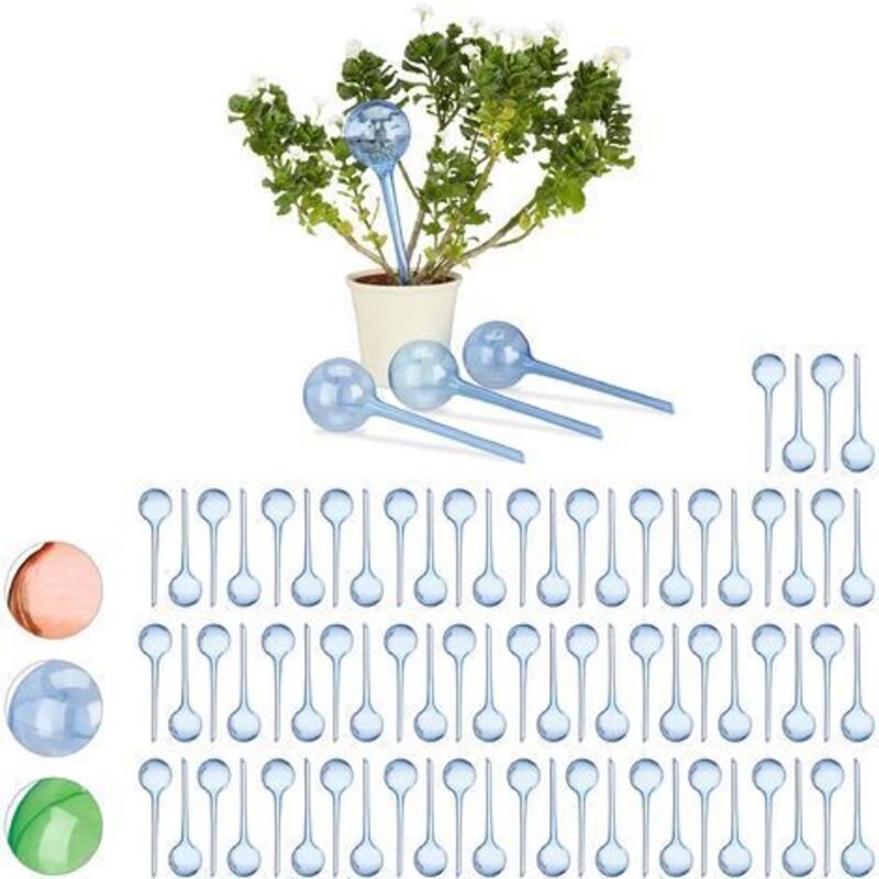 80 x Bewässerungskugeln im Set, Dosierte Bewässerung, 2 Wochen, Versenkbar, Deko, Topfpflanzen, Kunststoff, blau