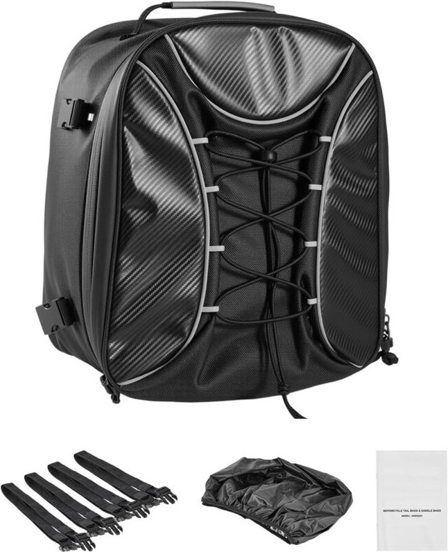 Mophorn Motorrad-Hecktasche Rücksitztasche (22-34 L) mit wasserabweisender Regenhülle, Gepäckaufbewahrung für Motorräder...