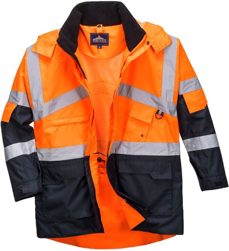 Portwest atmungsaktive Warnschutzjacke, wasserabweisend, 40+ UPF Orange XXXL