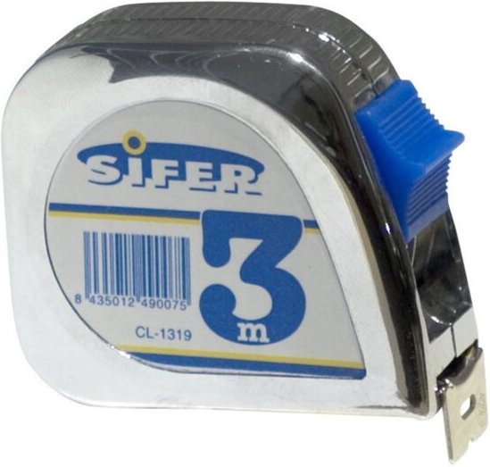 8 m 25 mm Chrom-Maßband mit Bremse und Clip - Sifer