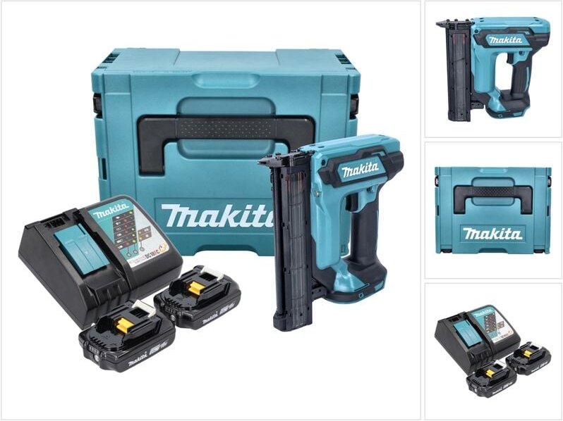 Makita DFN 350 RAJ Akku Stauchkopfnagler 18 V 15 - 35 mm + 2x Akku 2,0 Ah + Ladegerät + Makpac