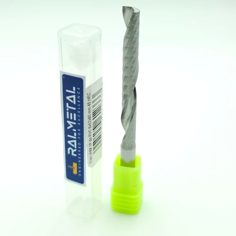 VHM-Fräser für Holz und PVC, 1 Schneide, 6 x 52 x 80 mm, CNC-gefräst