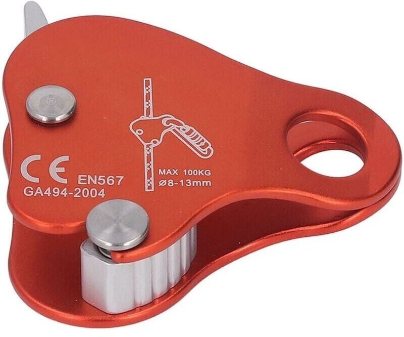 Selbstsichernde Kletterseilklemme aus Aluminiumlegierung, 8-13 mm, für Outdoor-Klettern und Bergsteigen, orange.