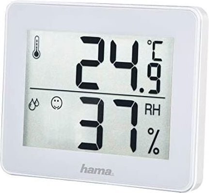 Hama - Digitales Thermometer und Hygrometer (Raumluftfeuchte- und Temperaturkontrolle, Datenspeicherung), Farbe Weiß