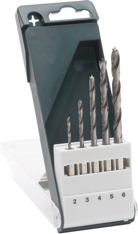 Bosch - Accessories 2609255326 Holz-Spiralbohrer-Set 5teilig 2 mm, 3 mm, 4 mm, 5 mm, 6 mm 1/4' (6.3 m