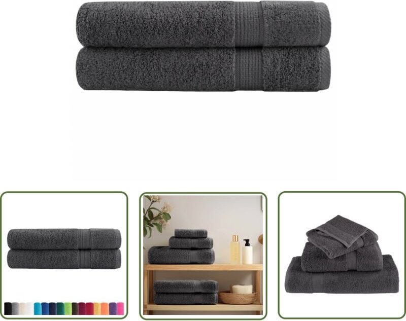 The Living Store Premium-Saunatücher SOLUND 2 Stk Anthrazit 80x200 cm 600 g/m² - Saunatücher - Handtücher - Badeset - We...