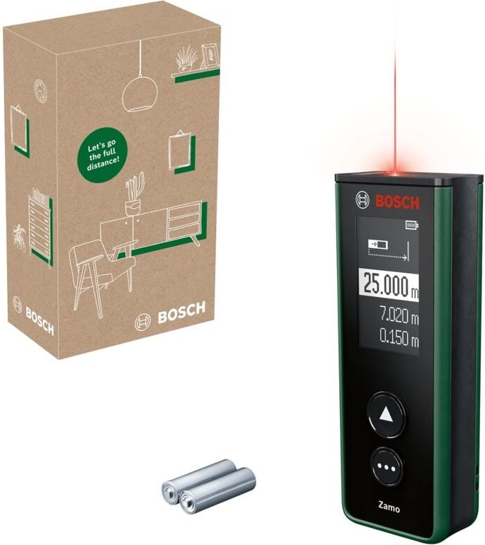 Bosch Laser-Entfernungsmesser Zamo der 4. Generation (einfaches und präzises Messen bis 25 m, Akkus über USB-C® aufladba...