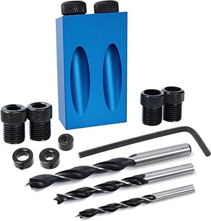 Bohrlehre - Schrägbohrführung 15° Taschenlochbohrset Holzbearbeitung Schrägbohrführungsset Positionierer Ortungswerkzeug...