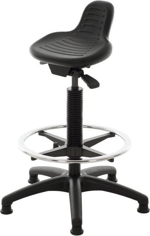 Stehhilfe mit Gleitern und Fußring Sitzhöhe 640-890 mm PU-Sitz mit Griffmulde - Stier