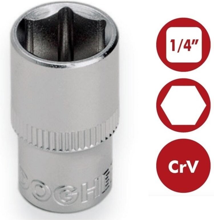 Sechskant-Steckschlüssel 1/4 CrV 9/16 Dogher 500-9/16