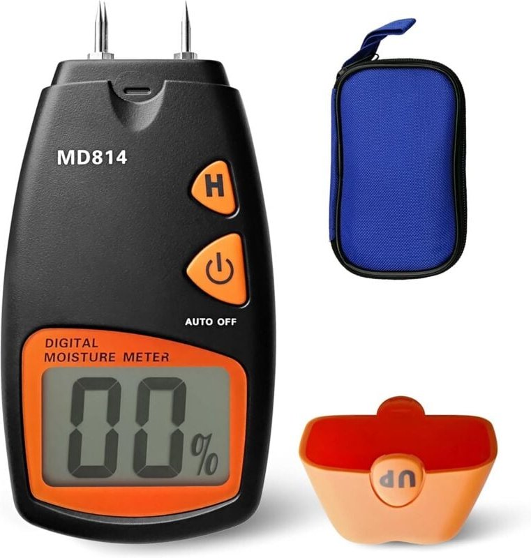 4-poliges digitales Brennholz-Feuchtigkeitsmessgerät, digitales Feuchtigkeitsmessgerät mit LCD-Anzeige, Messbereich 5 % ...