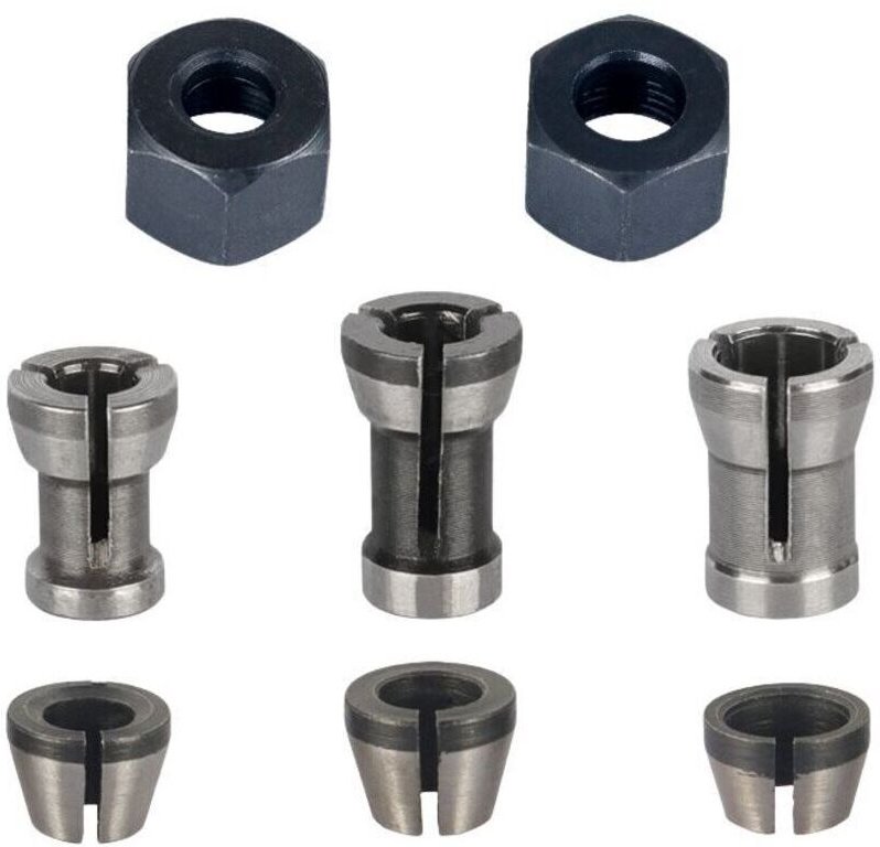 Fräsmaschinenfutter - 8er-Set, Bündigfräsfutter-Spannzange (6 mm, 6,35 mm, 8 mm), Oberfräsenklemme, Spannzangenadapter,