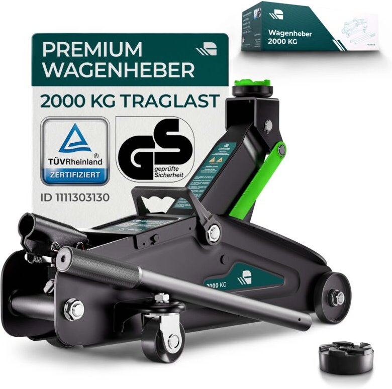 CargoVA Rangierwagenheber 2T hydraulisch, TÜV-zertifiziert, Hubhöhe 130-330mm, Ideal für PKW & SUV zum Reifenwechsel
