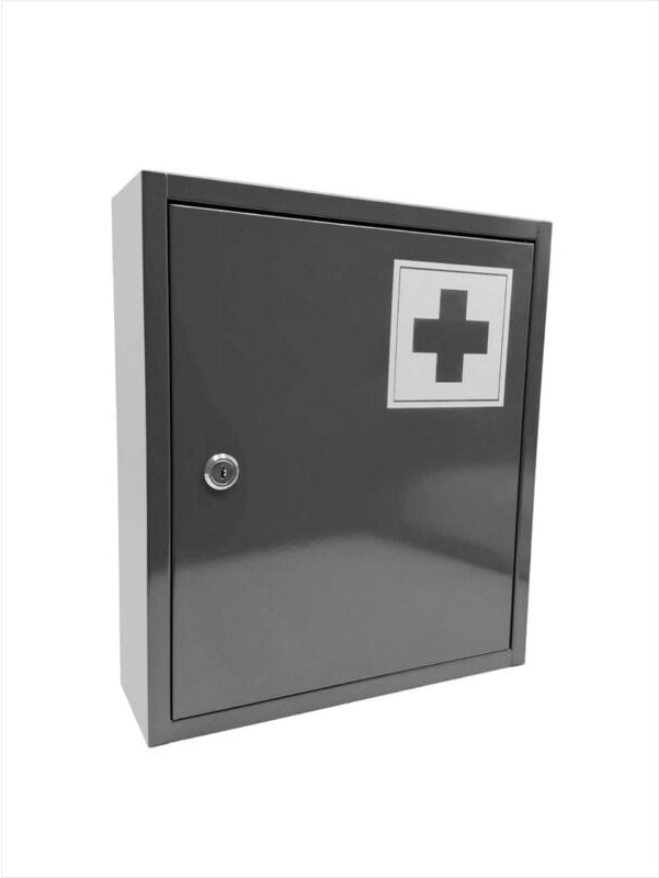 Relaxdays Medizinschrank, abschließbar, 3 Fächer, HxBxT: 36 x 31 x 10 cm, für Medikamente, Arzneischrank hängend, grau