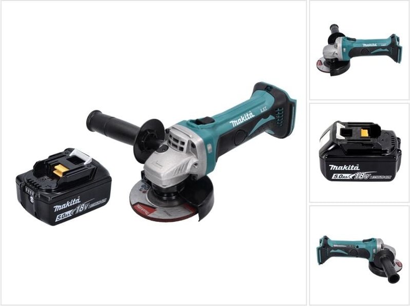 Dga 452 T1 Akku Winkelschleifer 18 v 115 mm + 1x Akku 5,0 Ah - ohne Ladegerät - Makita