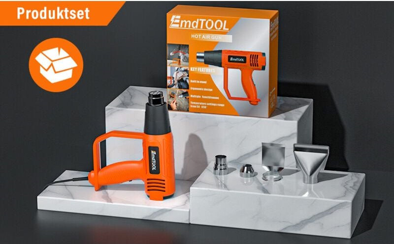 Thumbnail - Dayplus - Professionelle Heißluftpistole 2000W Heißluftfön Temperatur 60℃- 600℃ + 4x Düsen