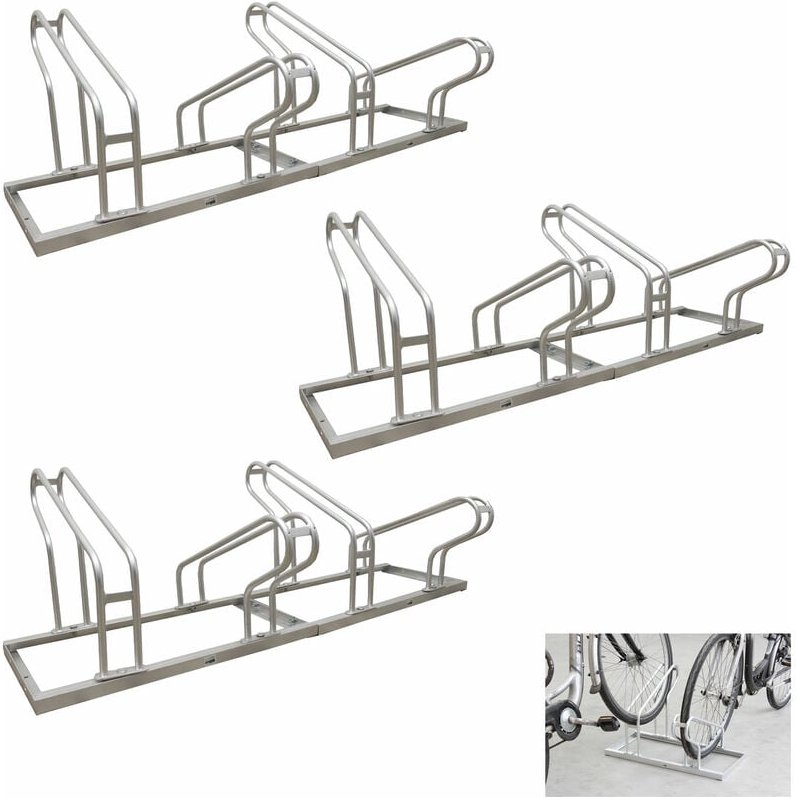 Baumarktplus - Fahrradständer für 12 Fahrräder höhenversetzt 420 x 45 cm Stahl feuerverzinkt grau 6x2 Bodenparker Reihen...