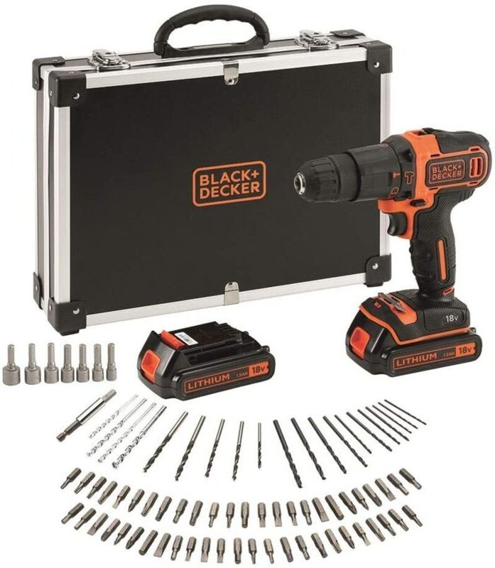 Black&decker - Schlagbohrmaschine BDCHD18BAFC-QW 18V 1,5Ah 80 Zubehör