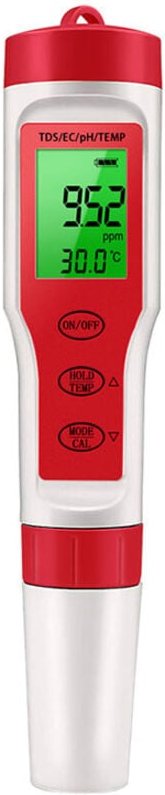 PH-Messgerät für Wasser, Wasser-pH-Tester Hochpräzises 4-in-1-Digital-pH-, EC-TDS-Testtool, Temperaturmessgerät-Detektor...