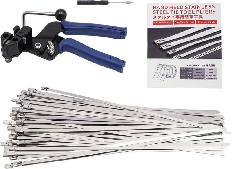 Kabelbinderpistole aus Metall, Kabelbinderzange aus Edelstahl und Kabelbinderpistole aus Metall, Kabelbinderzange mit au...