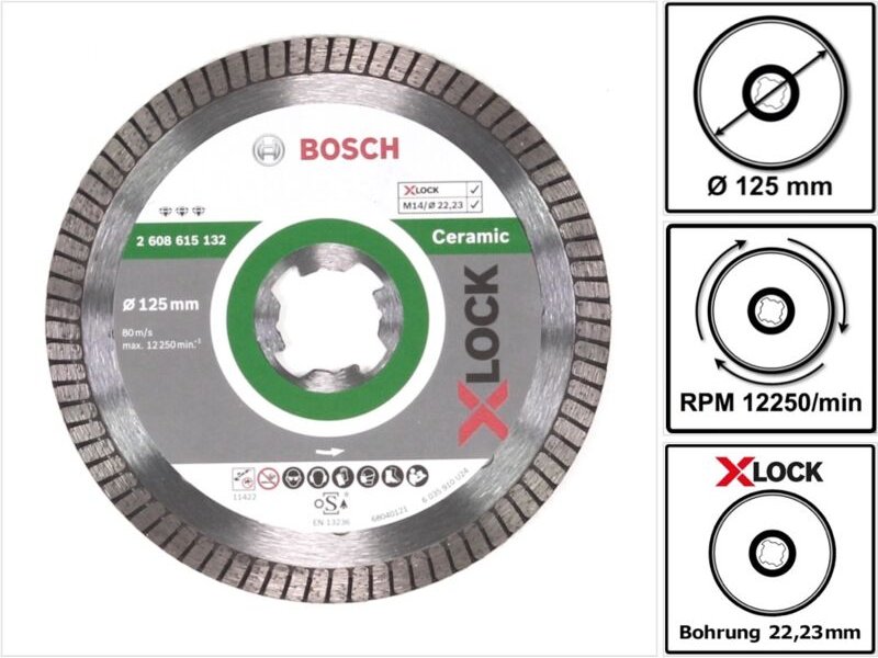 Bosch - pro Ceramic X-Lock Diamanttrennscheibe, 125 x 22,23 mm, 22,23 mm