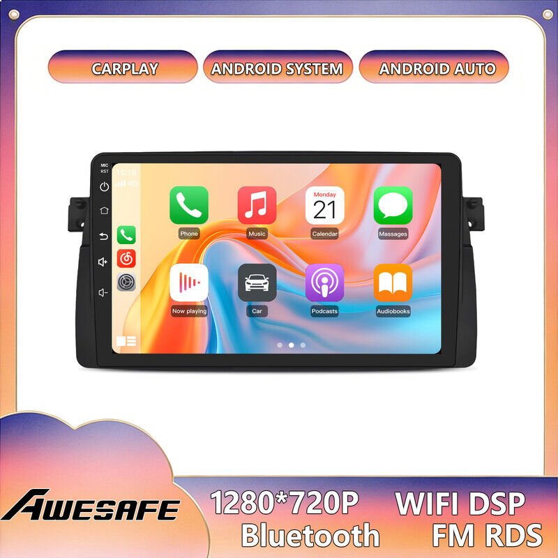 AWESAFE Autoradio Android 13 für BMW E46 3er Serie M3 Rover 75 MG ZT (4GB+64GB) 9'' Touchscreen Carplay GPS Bluetooth An...