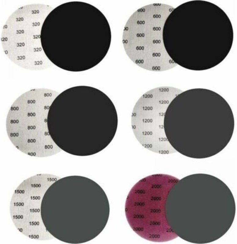 30 Stück Wasserfestes Schleifpapier, Körnung 320/600/800/1200/1500/2000 Schleifscheibe, 125mm Schleifpapier Trocken/Nass...