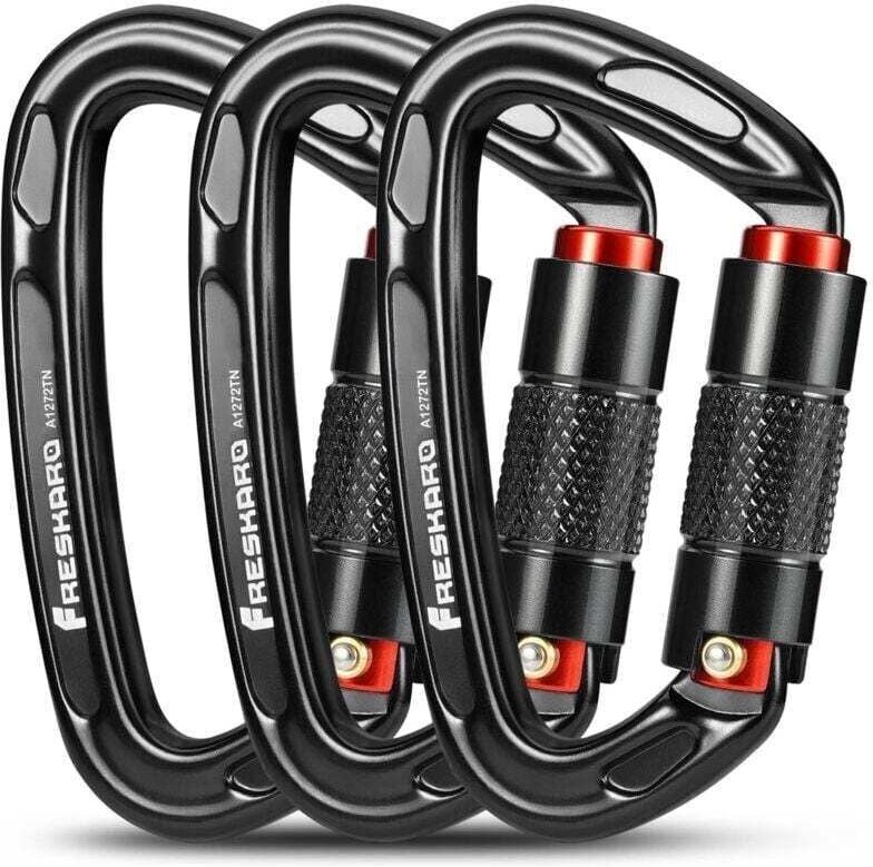 Mousqueton Escalade, Mousquetons Verrouillage Automatique, 25kN-2550kg, Certifié CE, Solid, pour Alpinisme, Laisse Chien...