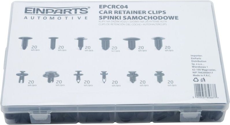 Set aus Autostiften, Clips und Stiften - 625-teilig mit Montagewerkzeug