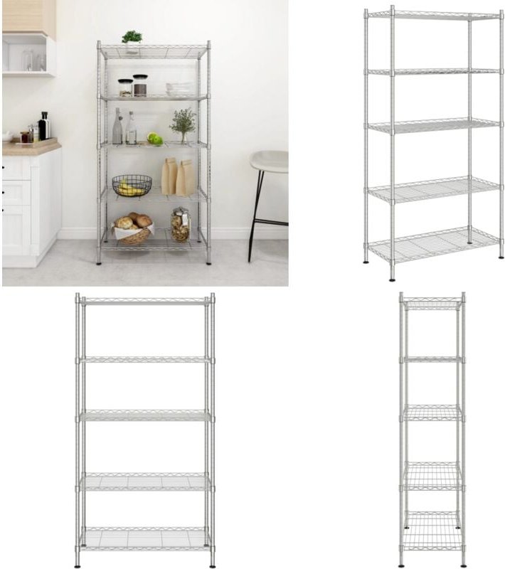 Lagerregal mit 5 Böden 90x35x180 cm Chrom 250 kg - Regal - Regale - Home & Living