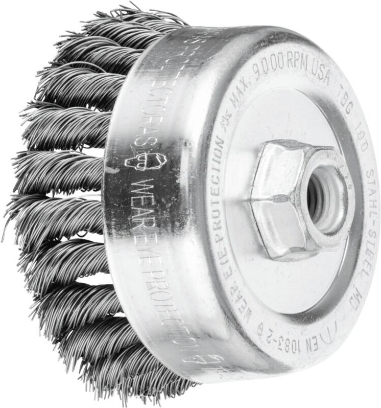 PFERD Topfbürste gezopft TBG Ø 100mm M14 Stahl-Draht-Ø 0,50mm Winkelschleifer