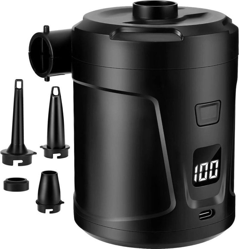 Elektrische Luftpumpe, 5200-mAh-Akku mit 3 Luftdüsen, tragbarer Aufblaser, Schnellaufblasgerät für Schlauchboote, Luftma...