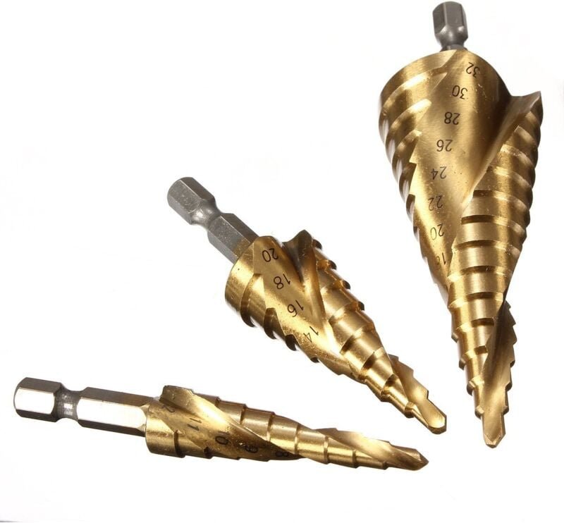 3-tlg HSS Stufenbohrer-Set 4-12mm/ 4-20mm/ 4-32mm