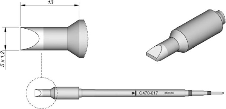 JBC - Lötspitze Serie C470, Meißelform, C470017/5,0 x 1,2 mm, gerade