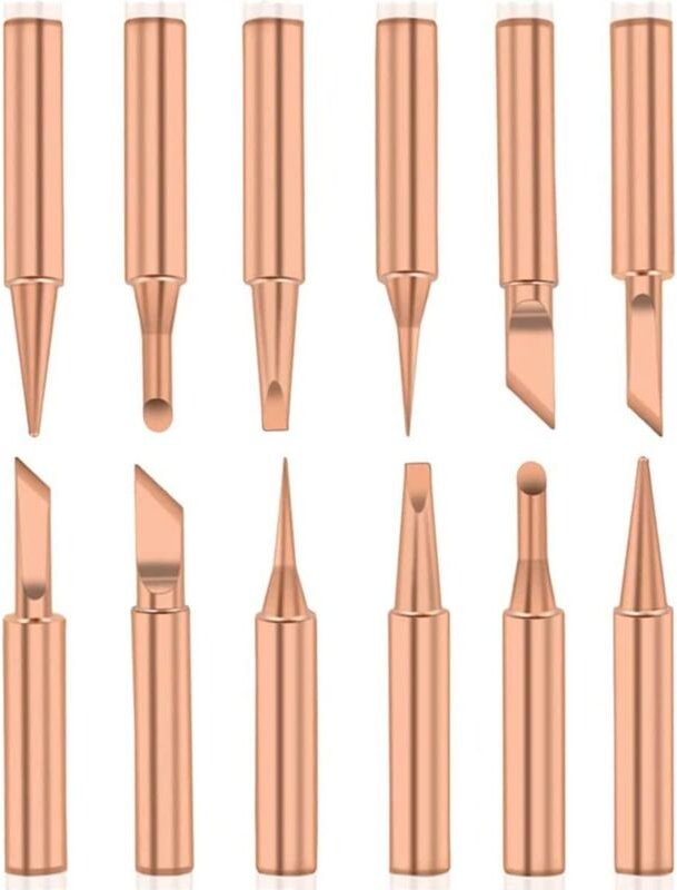 12 Stück Lötspitzen, reines Kupfer, bleifreie Lötkolbenspitze 900M-T, Lötstation, Schweißwerkzeug für Radio Shack Yihua ...