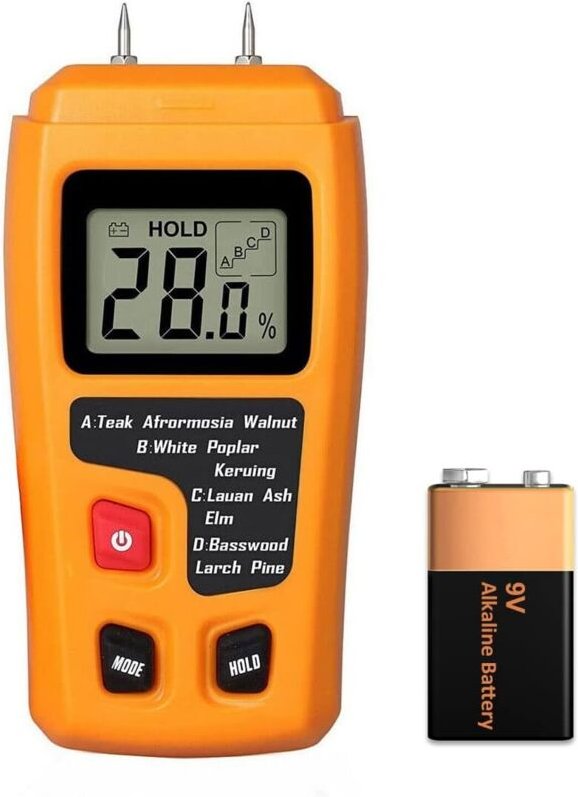 Digitales Holzfeuchtemessgerät, Wasserleckdetektor für Brennholz, Luftfeuchtigkeit, LCD-Bildschirm für Holzscheite, Beto...