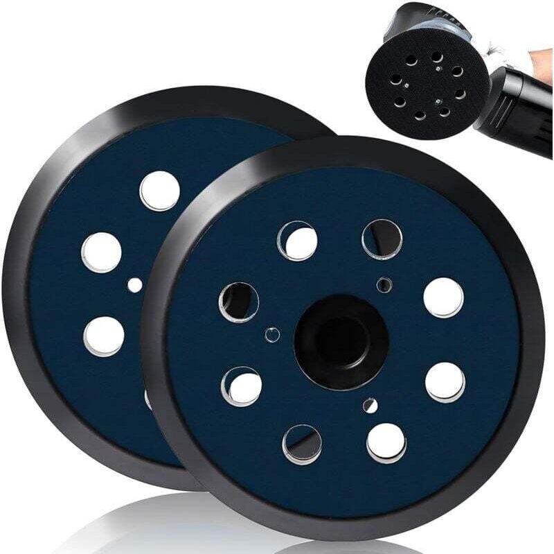 Lot de 2 Patins Abrasifs 125 mm 8 Trous pour Ponceuse Orbitale Compatible Makita